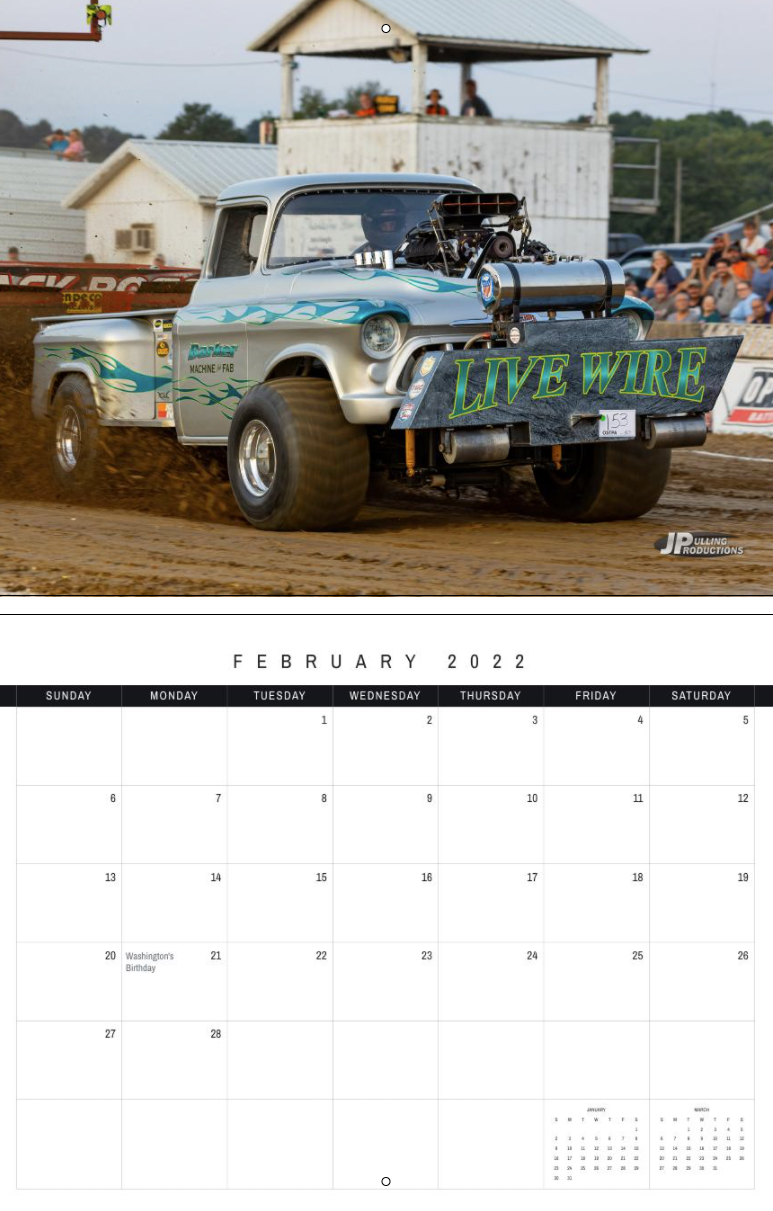 2022 Calendar OSTPA SMFWD Trucks JP Pulling Productions